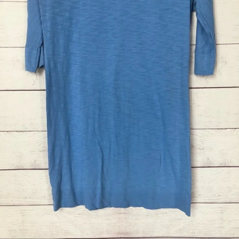 Lilly Pulitzer Solid Blue Pima Cotton Cassie 3/4 Sleeve T-Shirt Shift Dress XS
